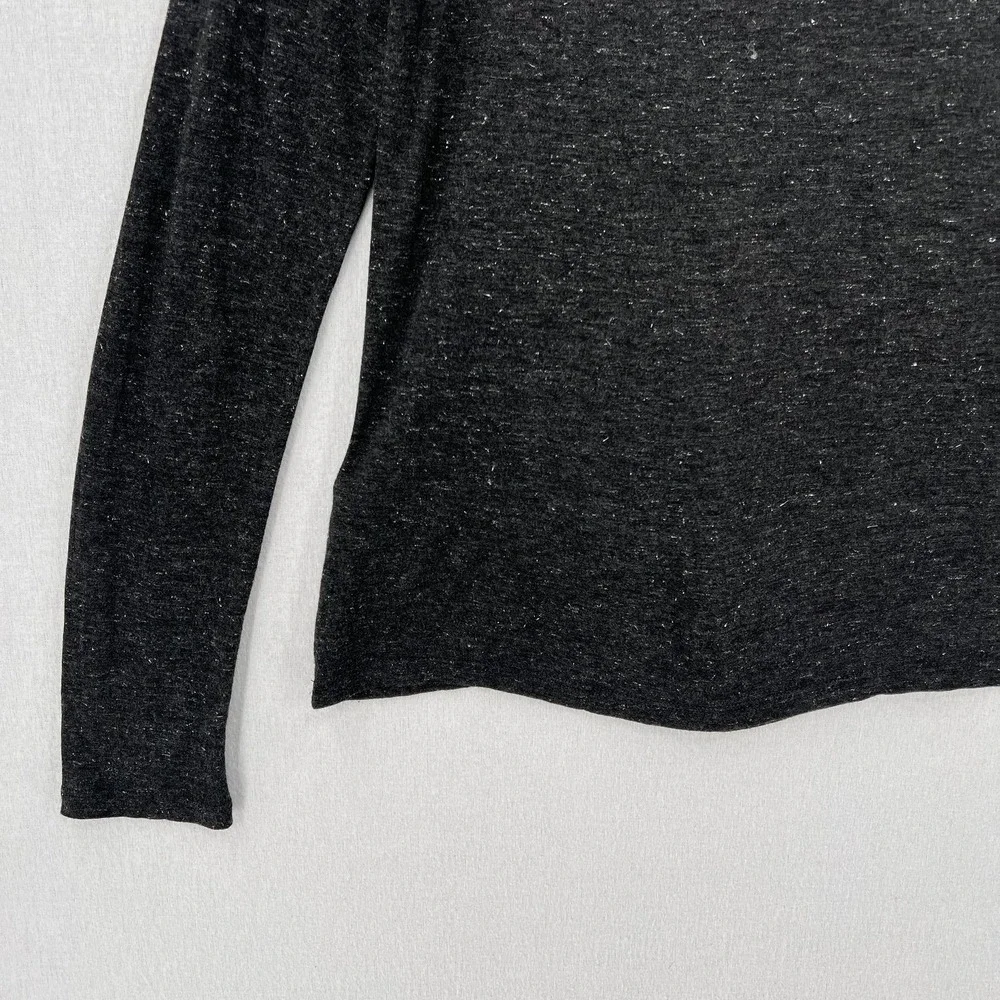 ALLSAINTS Esme Shimmers Tee Womens Large Charcoal Gray Silver Long Sleeve Crew - Picture 11 of 15